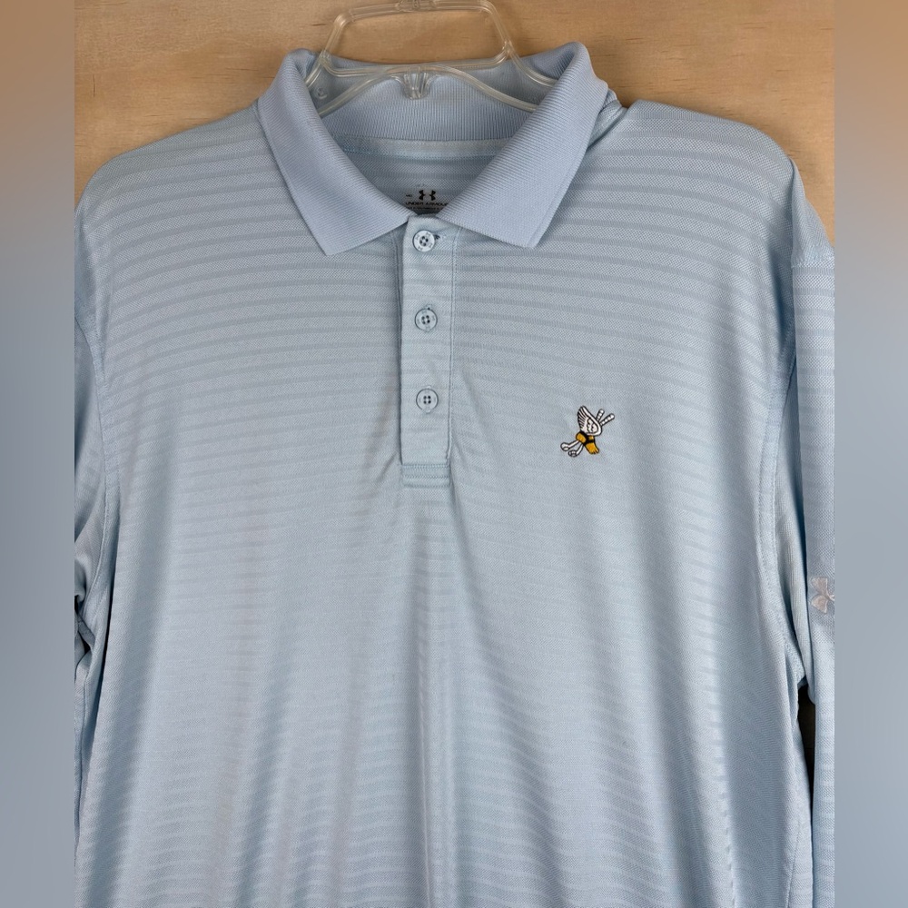 Under Armour Polo Shirt Mens Medium Winged Foot Club Blue Long Sleeve
